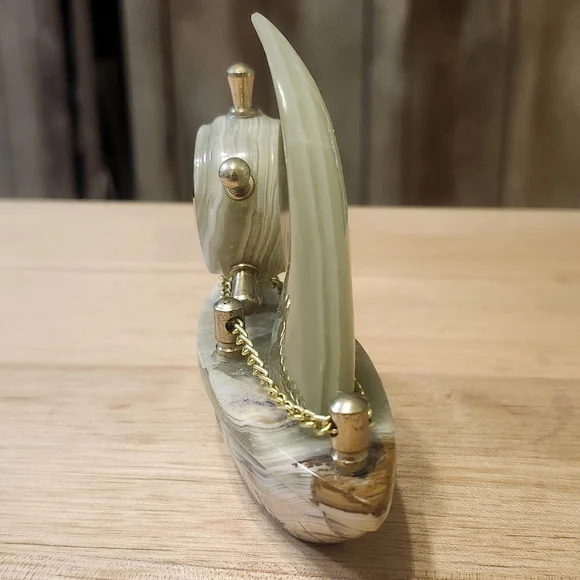 Vintage Natural Onyx Marble Curved Boat size  5" - Picture 4 of 8